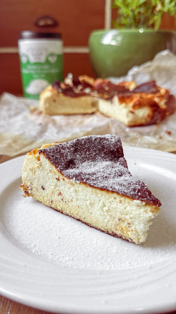 עוגת גבינה בסקית ללא גלוטן וללא סוכר